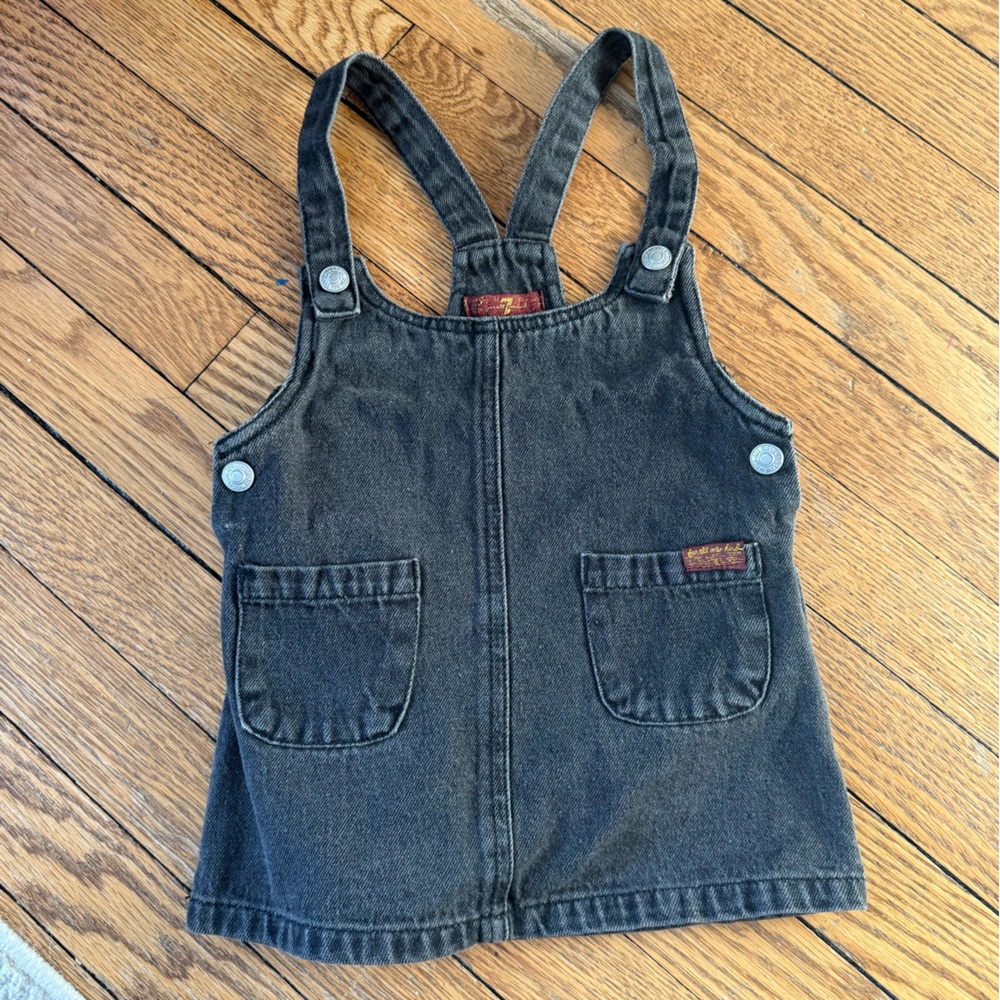 7 For All Mankind Kids Black Denim Overall Dress - Size 18 Months